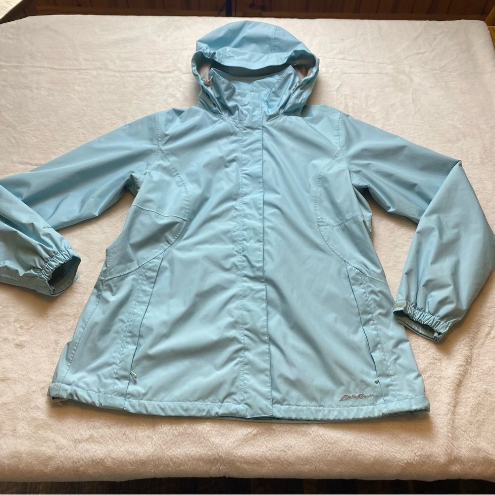 Eddie Bauer Light Blue Weatheredge Hooded Jacket Size Large